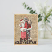 ホー、ホーメリーチャーストマスサンタクロース辞書アート シーズンポストカード (スタンド正面)