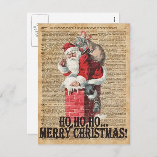 ホー、ホーメリーチャーストマスサンタクロース辞書アート シーズンポストカード (正面/裏面)