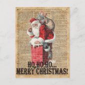 ホー、ホーメリーチャーストマスサンタクロース辞書アート シーズンポストカード (正面)