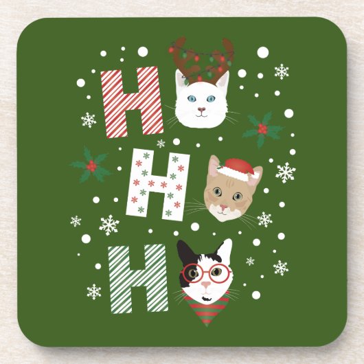 ホー・ホー猫がクリスマスに楽しむ コースター (正面)