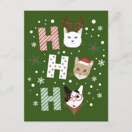 ホー・ホー猫がクリスマスに楽しむ シーズンポストカード