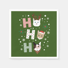 ホー・ホー猫がクリスマスに楽しむ スタンダードカクテルナプキン
