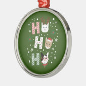 ホー・ホー猫がクリスマスに楽しむ メタルオーナメント (左)