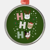ホー・ホー猫がクリスマスに楽しむ メタルオーナメント (正面)