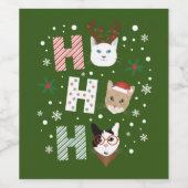 ホー・ホー猫がクリスマスに楽しむ ワインラベル (シングルラベル)