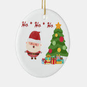 ホー、ホー、サンタと木を持つホー セラミックオーナメント (右)