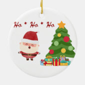 ホー、ホー、サンタと木を持つホー セラミックオーナメント (裏面)