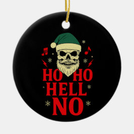 ホー・ホー・ノーゴー - ゴシック・スカル・サンタ・クリスマス セラミックオーナメント