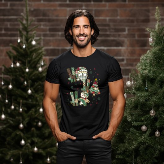 ホー・ホー・ホー クリスマスパッチワーク Tシャツ