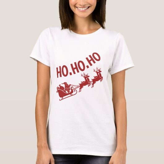 ホー・ホー・ホー サンタのそり遊び クリスマス Tシャツ (正面)