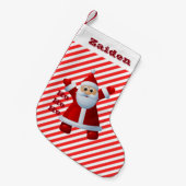 ホー！ホー！ホー！サンタクロースメリークリスマスキャンディーケーン スモールクリスマスストッキング (正面 (吊り時))