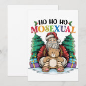 ホー・ホー・ホー モセクシャル ゲイ サンタ LGBTQ ゲイ クリスマス 招待状 (正面/裏面)
