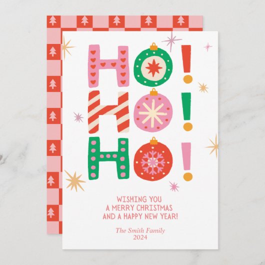ホー!ホー!ホー!明るいおもしろい非フォトクリスマスカード シーズンカード (正面/裏面)