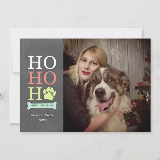 ホー ホー ホー 犬の足跡クリスマス写真 シーズンカード (正面)