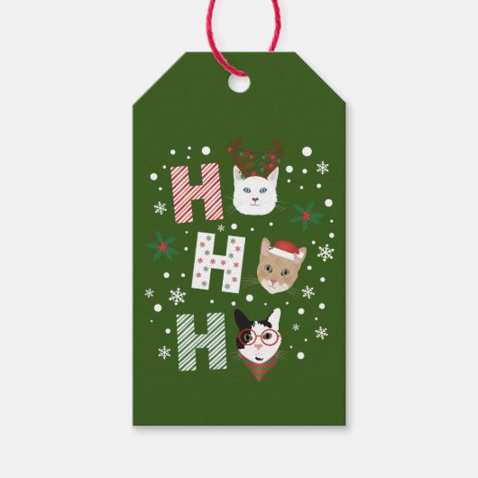 ホー・ホー・ホー 猫 メリークリスマス ギフトタグ (正面)