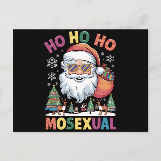 ホー ホー 同性愛のクリスマス サンタ ホリデー ゲイ プライド シーズンポストカード (正面)