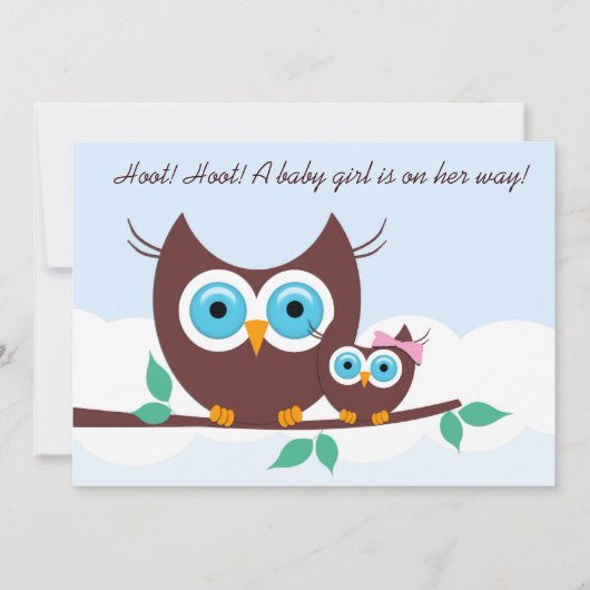 ホー！ホー！女の赤ちゃんがやってくる！ 招待状 (正面)