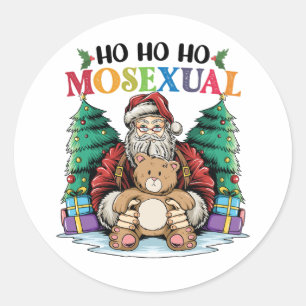 ホ・ホ・ホ モセクシャル ゲイ サンタ LGBTQ ゲイ クリスマス ラウンドシール