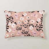 ボお洒落タニカルプリント赤面ピンク アクセントクッション (正面)