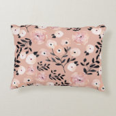 ボお洒落タニカルプリント赤面ピンク アクセントクッション (裏面)