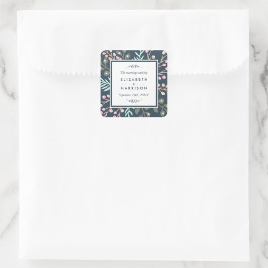 ボお洒落タニカルベリー結婚式の引き出物 スクエアシール (バッグ)