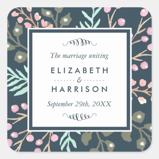 ボお洒落タニカルベリー結婚式の引き出物 スクエアシール (正面)