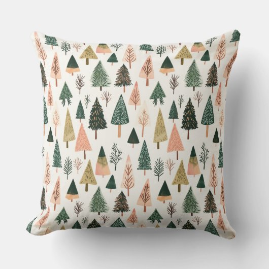 ボお洒落タニカルホリデーツリーパターン クッション (正面)