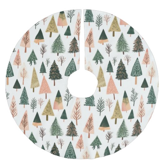 ボお洒落タニカルホリデーツリーパターン ブラッシュドポリエステルツリースカート (正面)