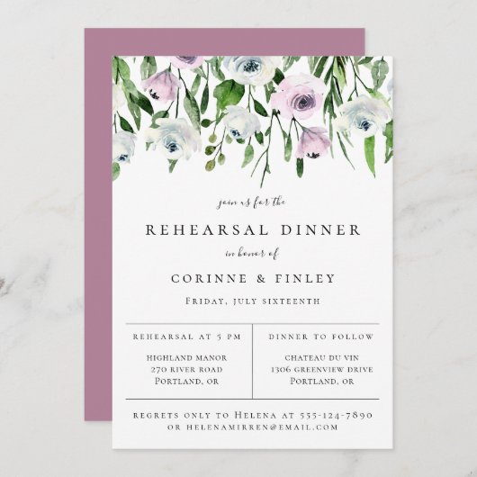 ボかわいらしタニカルマーブフローラリハーサルディナー 案内状 (正面/裏面)