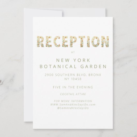 ボはっきりしたホモダンフローラ緑の結婚披露宴 招待状 (正面)