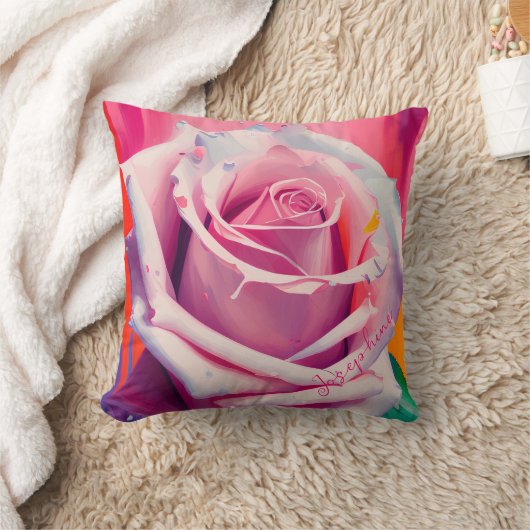 ボはっきりしたモダンヘミアンフローラピンクローズアート クッション (ブランケット)