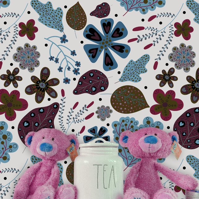 ボよくはしゃぐホフォークアートダーク花模様と離れ 壁紙 (クリエイターアップロード済み)