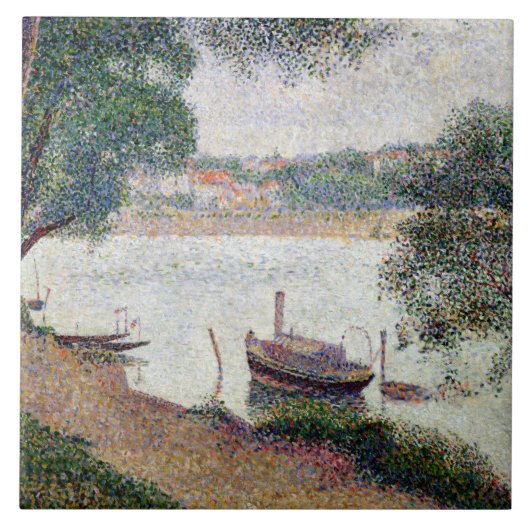 ボアとのゲオルゲスピエールSeurat |の川の景色 タイル (正面)