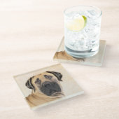 ボアボエ絵画ルの – かわいいオリジナルドッグアート ガラスコースター (アングル)