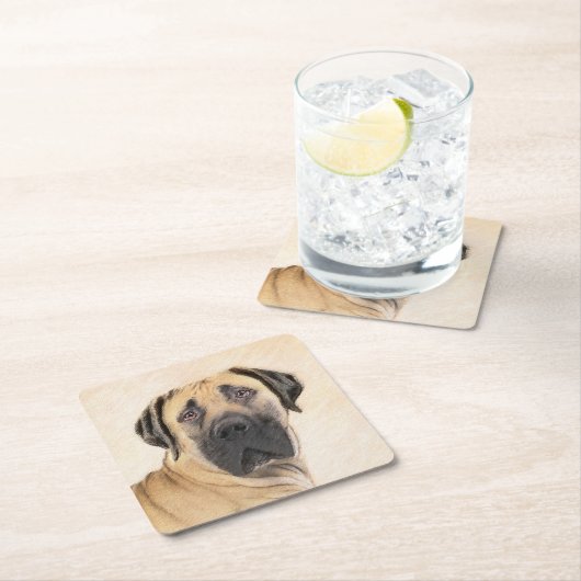 ボアボエ絵画ルの – かわいいオリジナルドッグアート スクエアペーパーコースター (インサイチュ)