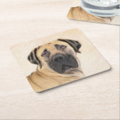 ボアボエ絵画ルの – かわいいオリジナルドッグアート スクエアペーパーコースター (アングル)