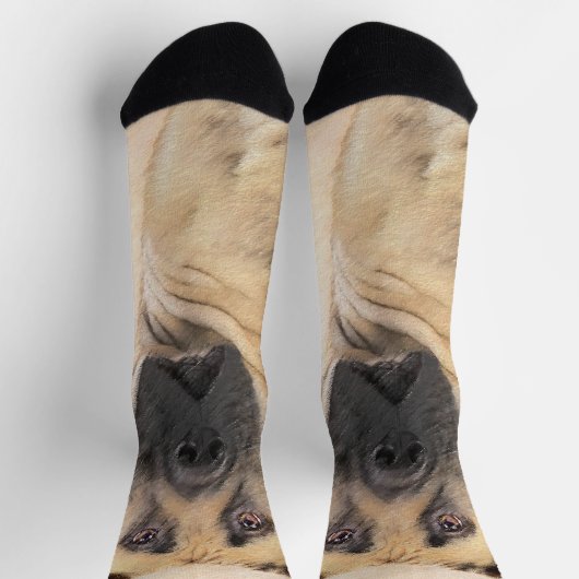 ボアボエ絵画ルの – かわいいオリジナルドッグアート ソックス (上部)