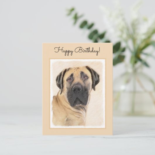 ボアボエ絵画ルの – かわいいオリジナルドッグアート ポストカード (スタンド正面)