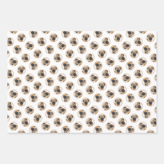 ボアボ絵を描エルの子犬の赤いマスティフ ラッピングペーパーシート (正面2)