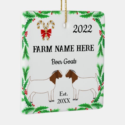 ボアヤギパーソナライズされたファームクリスマス セラミックオーナメント (右)