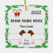ボアヤギパーソナライズされたファームクリスマス セラミックオーナメント (正面)
