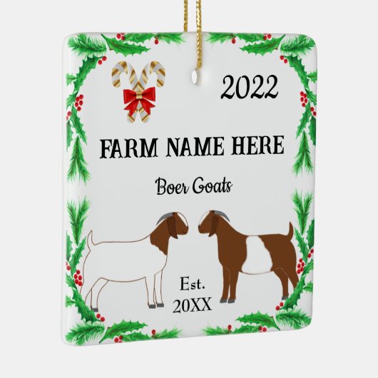 ボアヤギパーソナライズされたファームクリスマス#2 セラミックオーナメント (右)