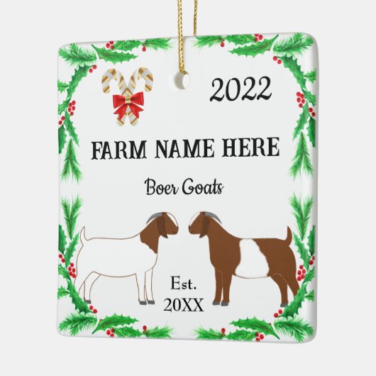 ボアヤギパーソナライズされたファームクリスマス#2 セラミックオーナメント (左)