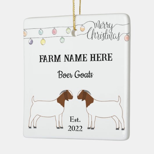 ボアヤギパーソナライズされたファームホワイトクリスマス セラミックオーナメント (左)