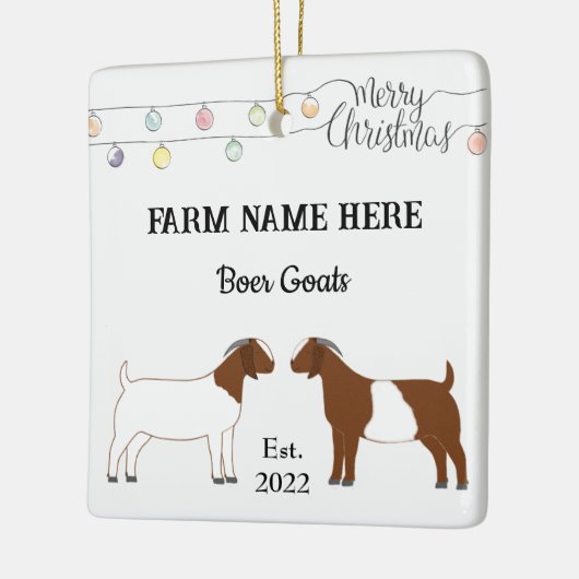 ボアヤギパーソナライズされたファームホワイトクリスマス#2 セラミックオーナメント (左)