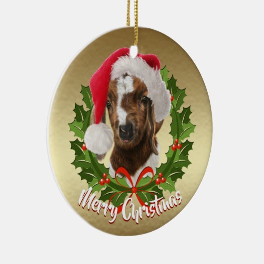 ボアヤギベビーサンタハットクリスマスオーナメント セラミックオーナメント (右)