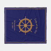 ボアライ優れたフホイールネイビーブルー フリースブランケット (正面(横))