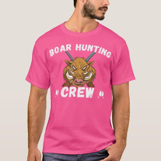 ボア狩りクルー豚狩りライフルイノシシ Tシャツ (正面)