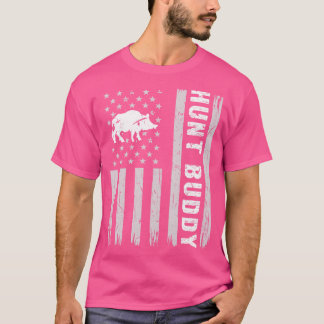 ボア狩りバディUSAフラッグホッグ狩り1 Tシャツ