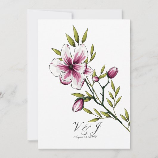 ボイエレガントセンベリーフローラ鮮やかグリーン結婚ズ 招待状 (裏面)